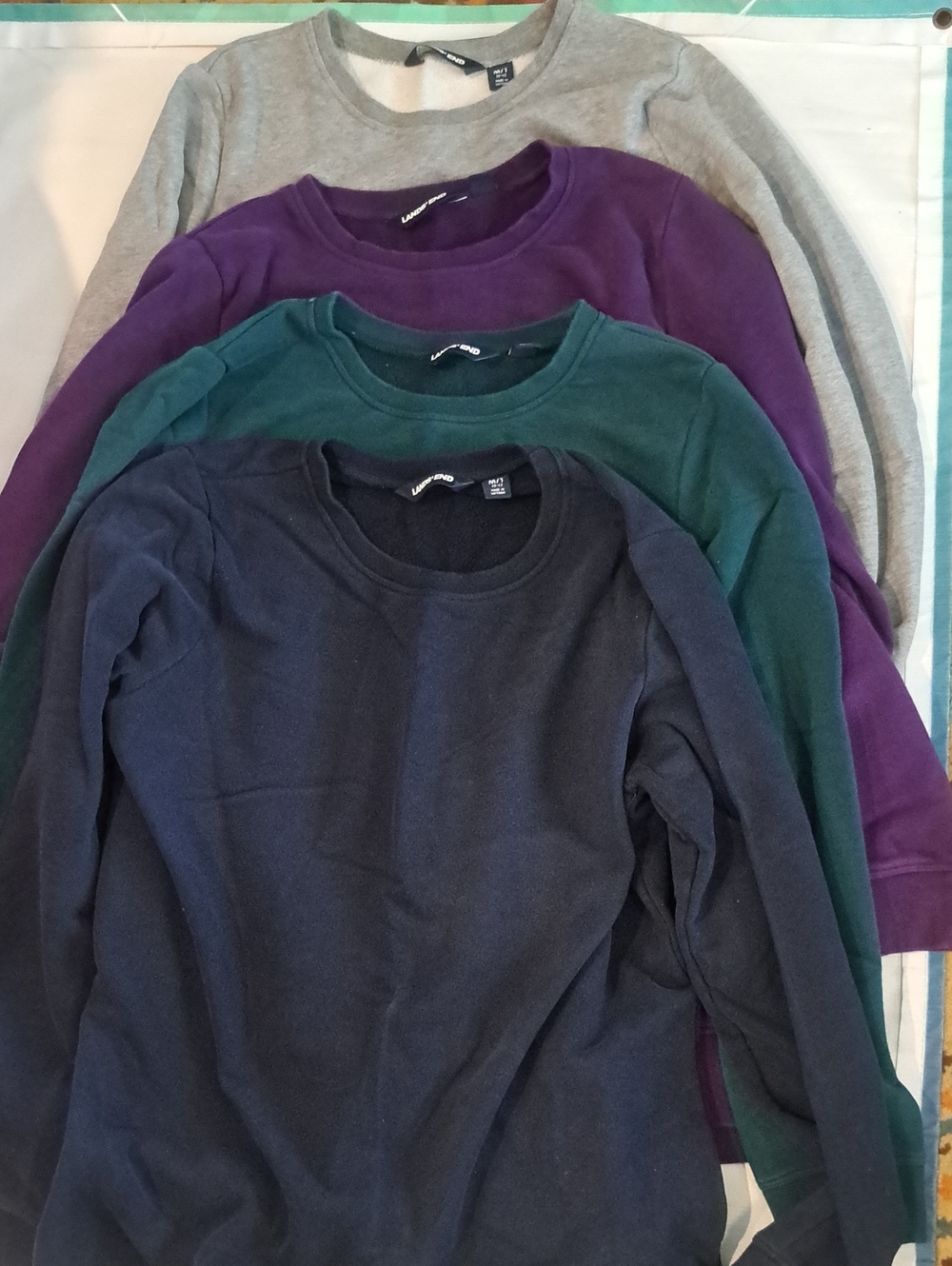 Long Sleeve Crewneck Sweat Shirts - Navy, Green, Purple, Gray 10 12 Tall Medium
